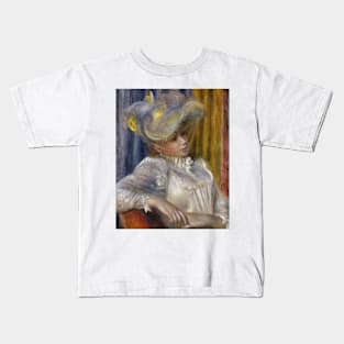 Woman with a Hat by Auguste Renoir Kids T-Shirt